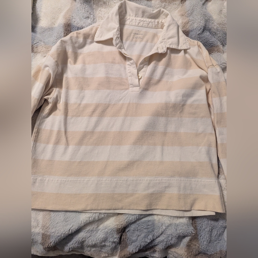 Everlane women’s striped long sleeve polo Cropped  size m